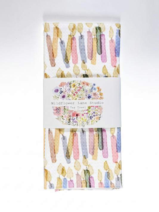Birthday Candles Tea Towel - by Wildflower Lane Studio®