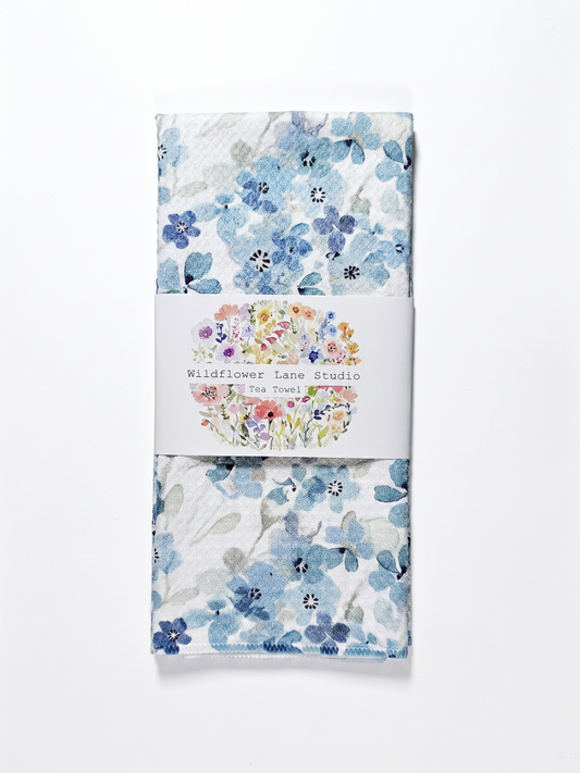 Blue Hydrangea Tea Towel - by Wildflower Lane Studio®