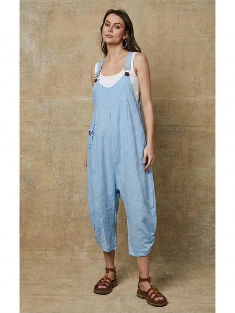 100% Linen Jumpsuit (Sky Blue color) - by LEA&LUC®