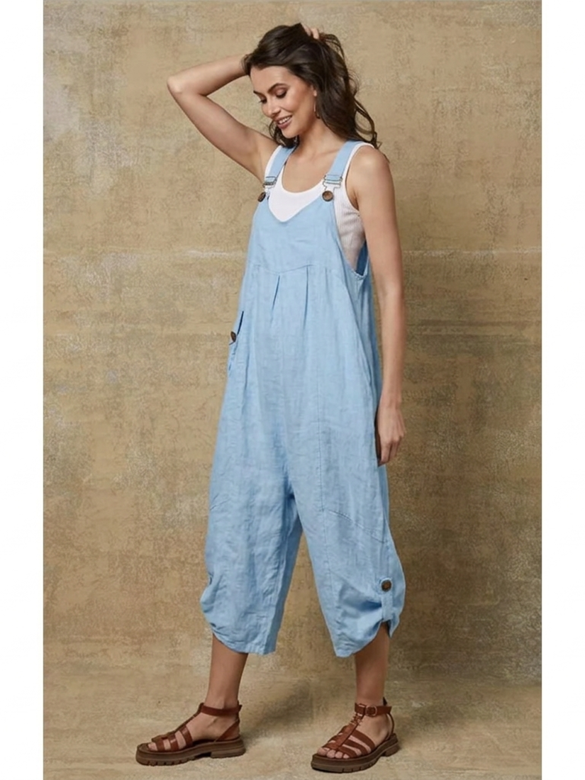 100% Linen Jumpsuit (Sky Blue color) - by LEA&LUC®