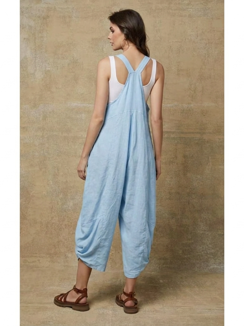 100% Linen Jumpsuit (Sky Blue color) - by LEA&LUC®