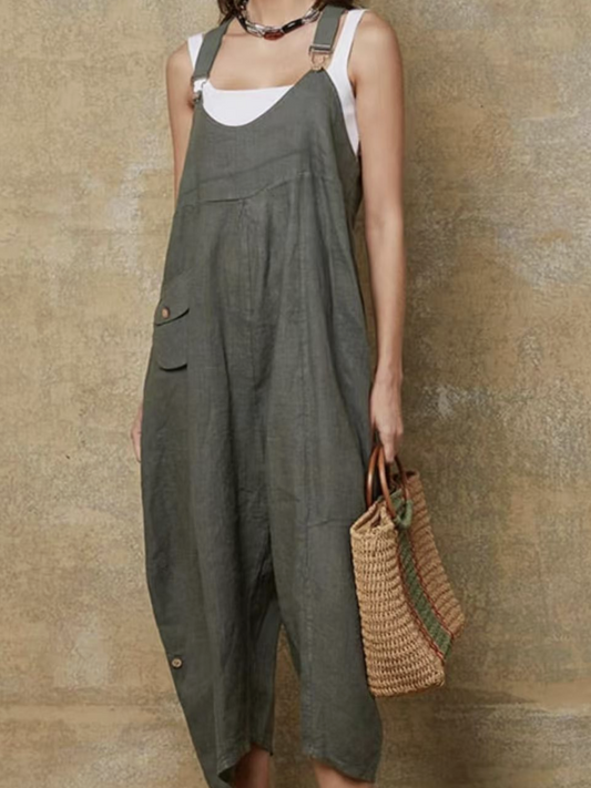 100% Linen Jumpsuit (Taupe color) - By LEA & LUC®