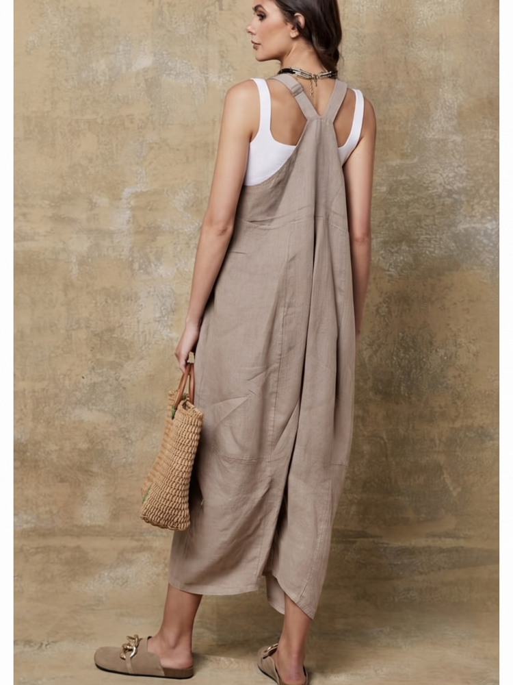 100% Linen Jumpsuit (Taupe color) - By LEA & LUC®