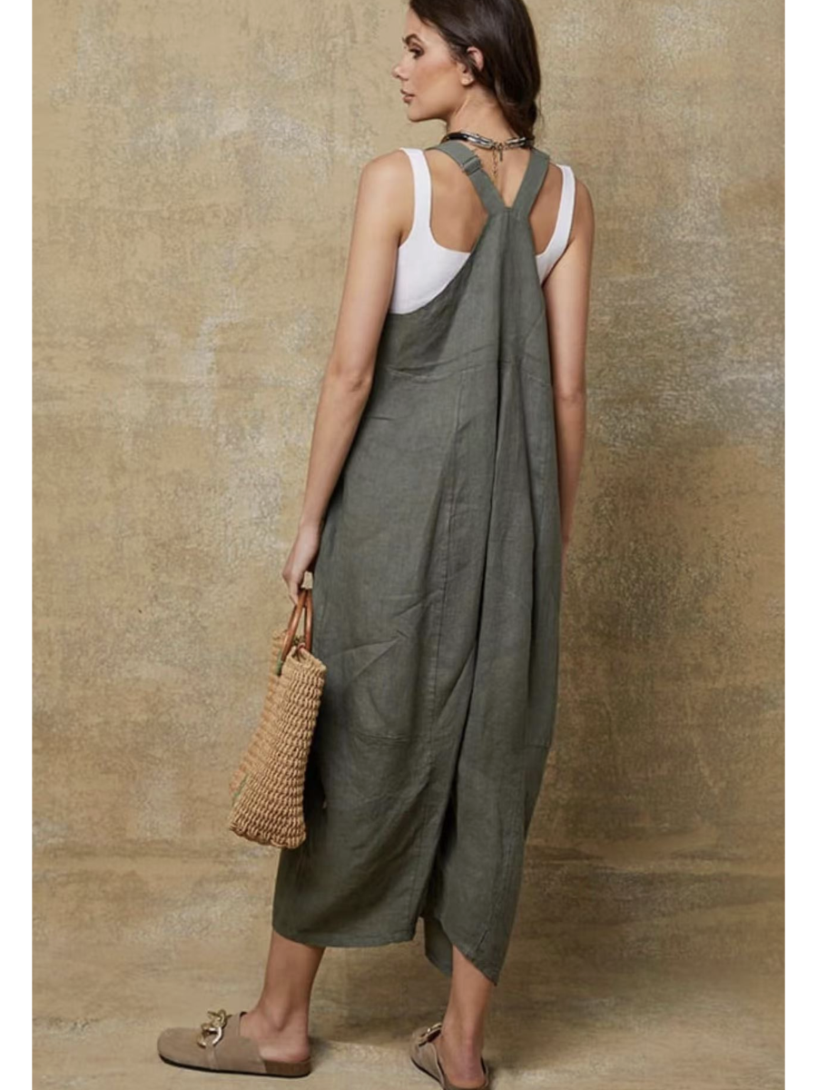 100% Linen Jumpsuit (Taupe color) - By LEA & LUC®