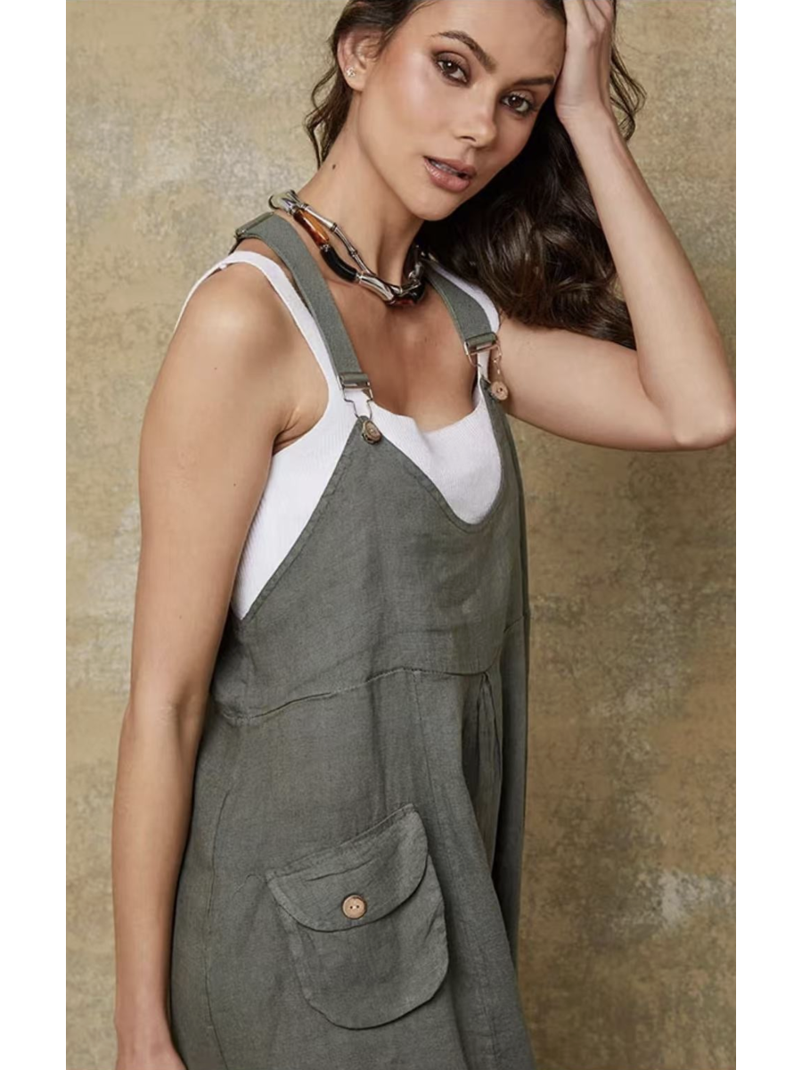 100% Linen Jumpsuit (Taupe color) - By LEA & LUC®