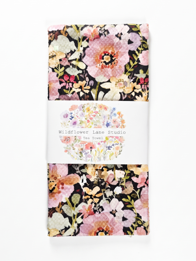Mauve Navy Tea Towel - by Wildflower Lane Studio®