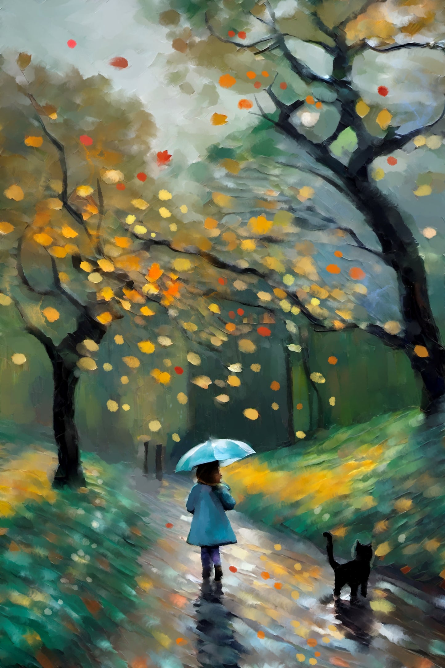 Autumn Rains - Illustrated Print by Thomas Little