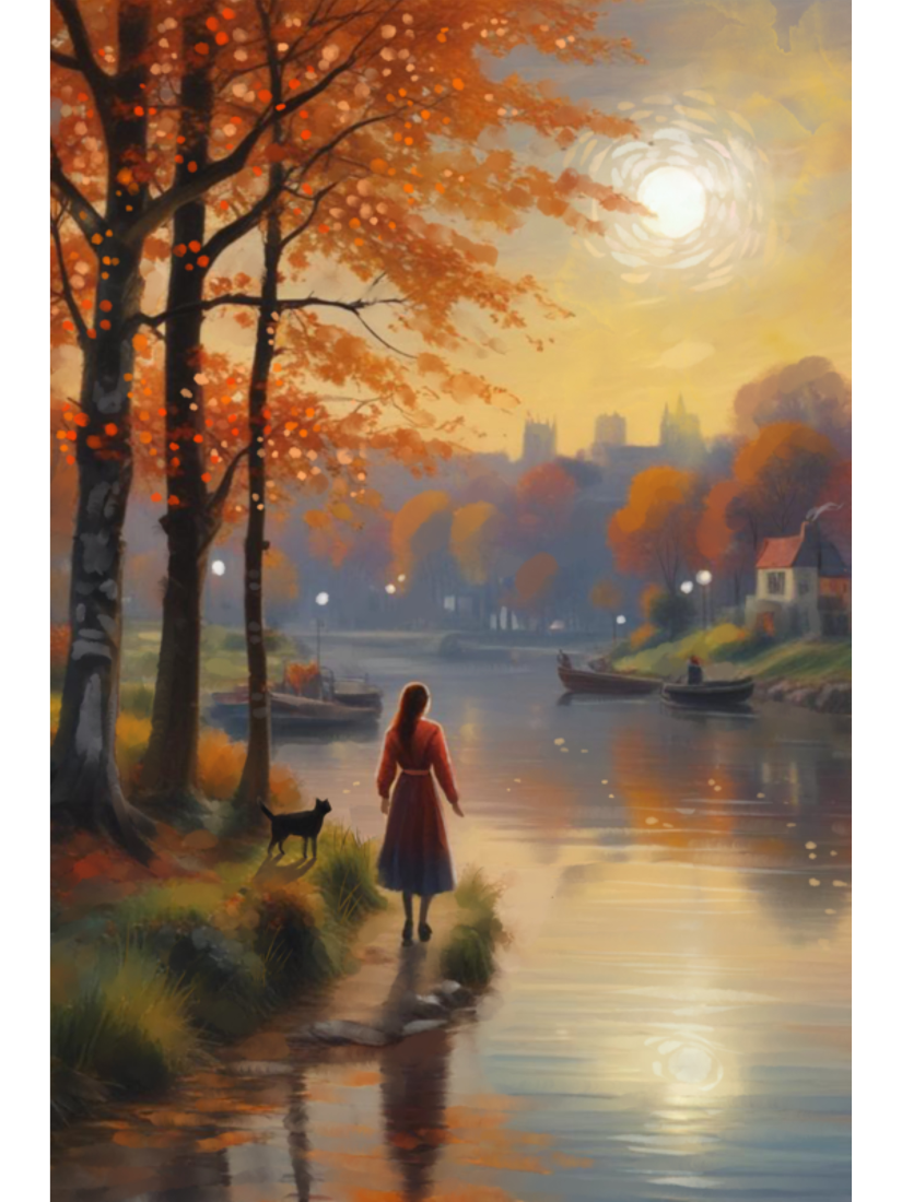 Autumnal River - Illustrated Print by Thomas Little