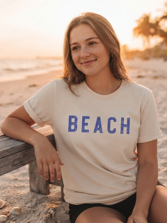 Beach Graphic T-Shirt (Vintage White color) - by OAT COLLECTIVE®