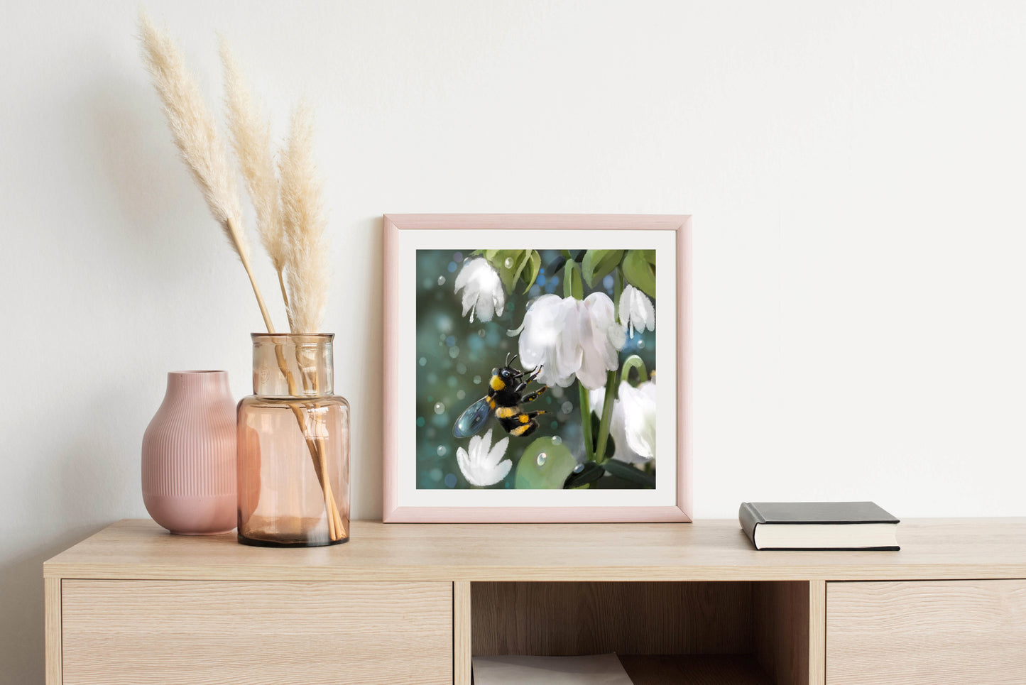 Bee and White Bloom - Illustrated Print by Thomas Little