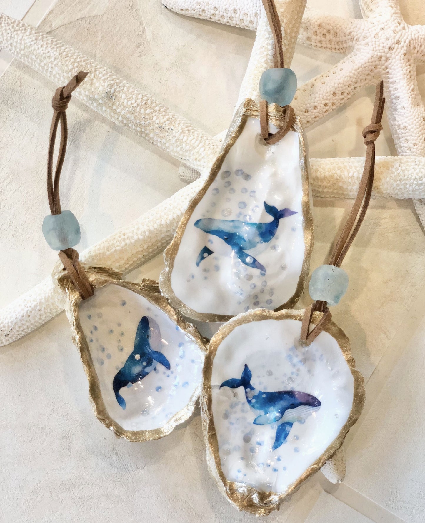 Blue Whale Ornament - Oyster Shell - by Coast and Cork