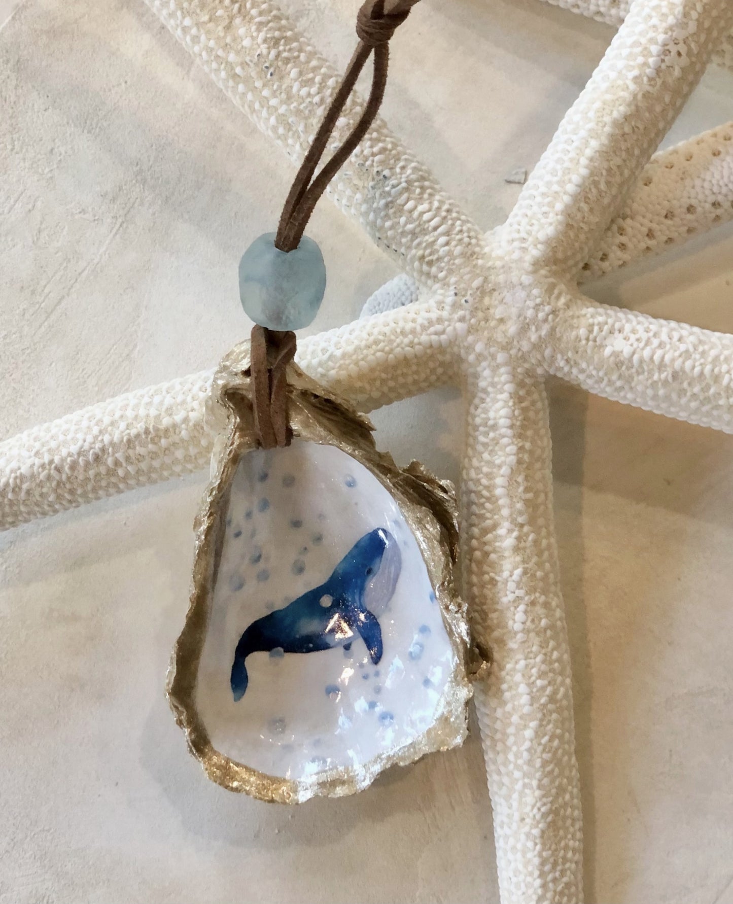 Blue Whale Ornament - Oyster Shell - by Coast and Cork