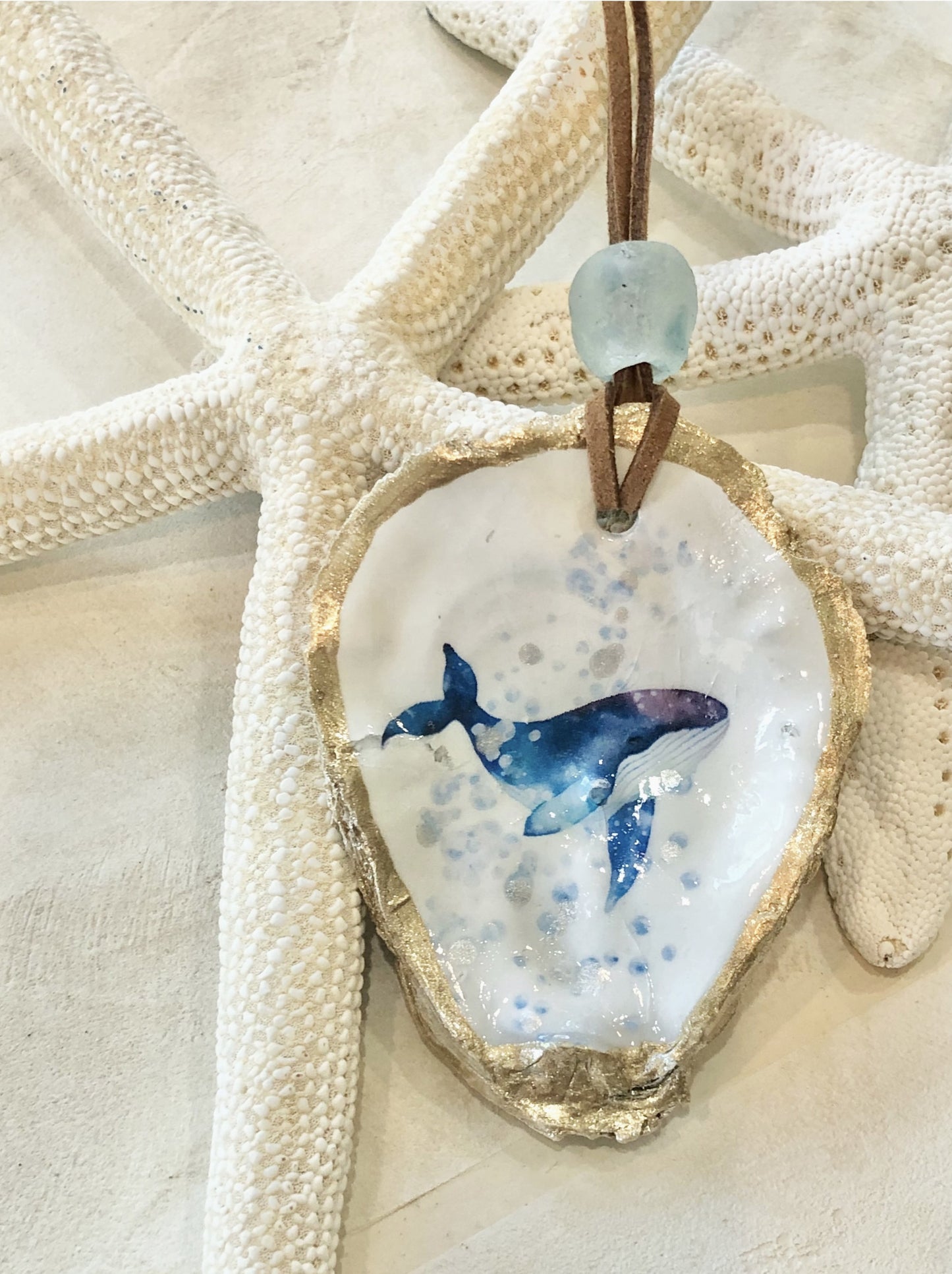 Blue Whale Ornament - Oyster Shell - by Coast and Cork