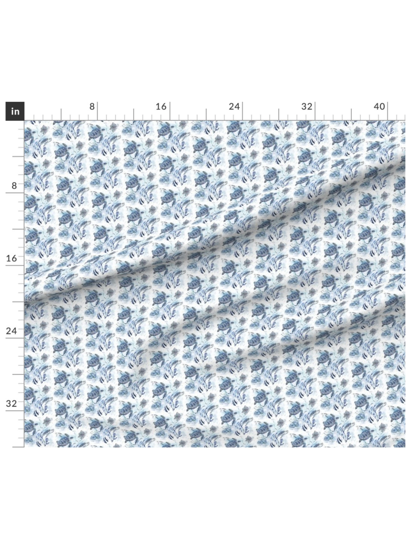 Blue Turtles - Little Ocean Blue Studio - Fabric By The Yard - 100% Cotton - CD1298