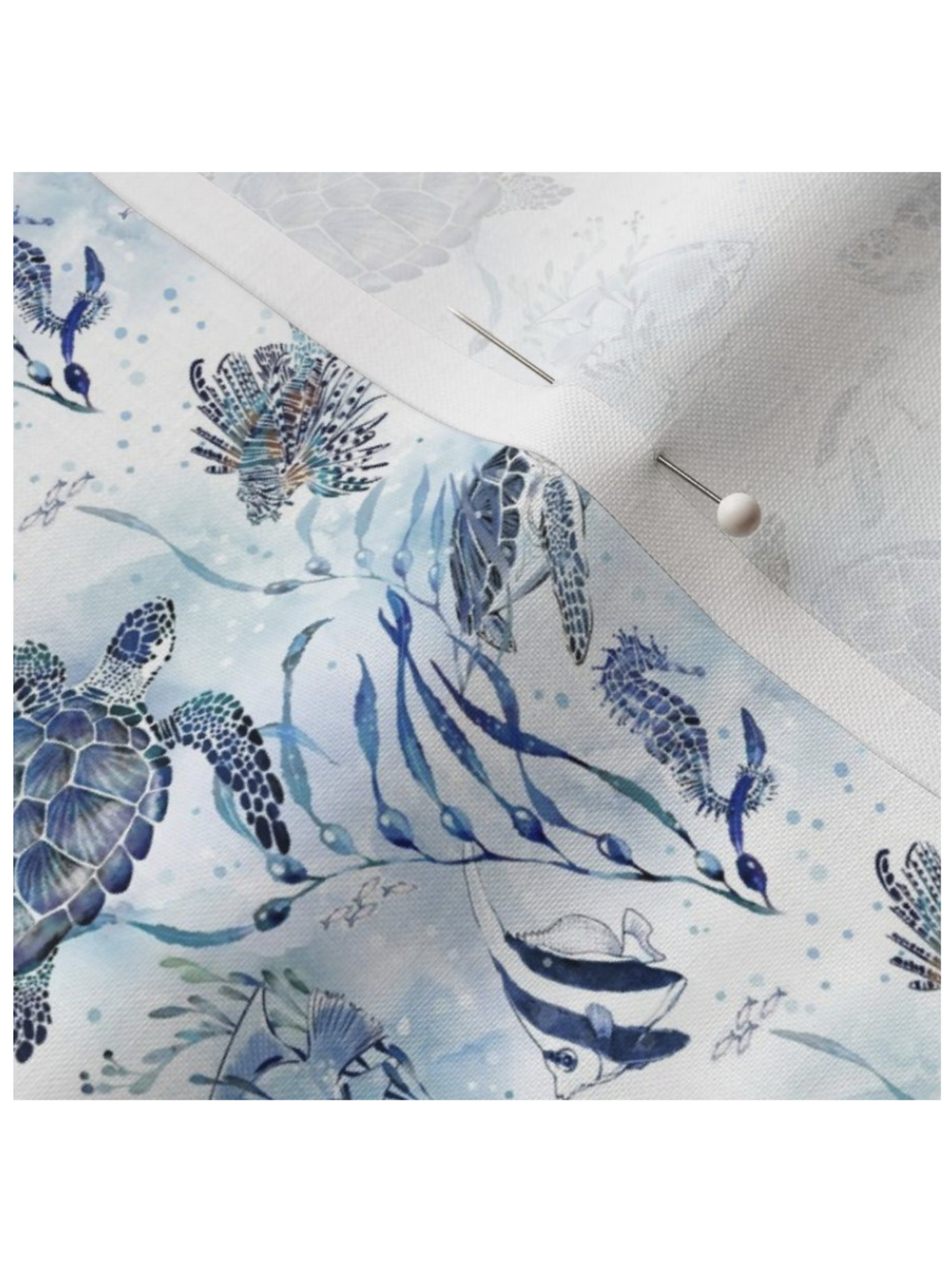 Blue Turtles - Little Ocean Blue Studio - Fabric By The Yard - 100% Cotton - CD1298