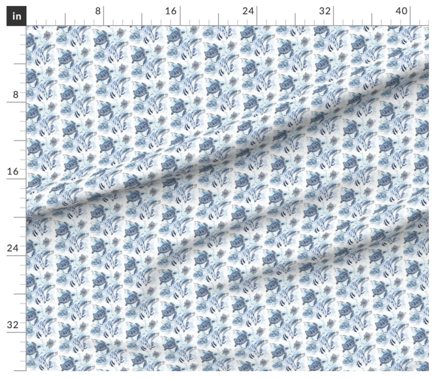 Blue Turtles - Little Ocean Blue Studio - Fabric By The Yard - 100% Cotton - CD1298