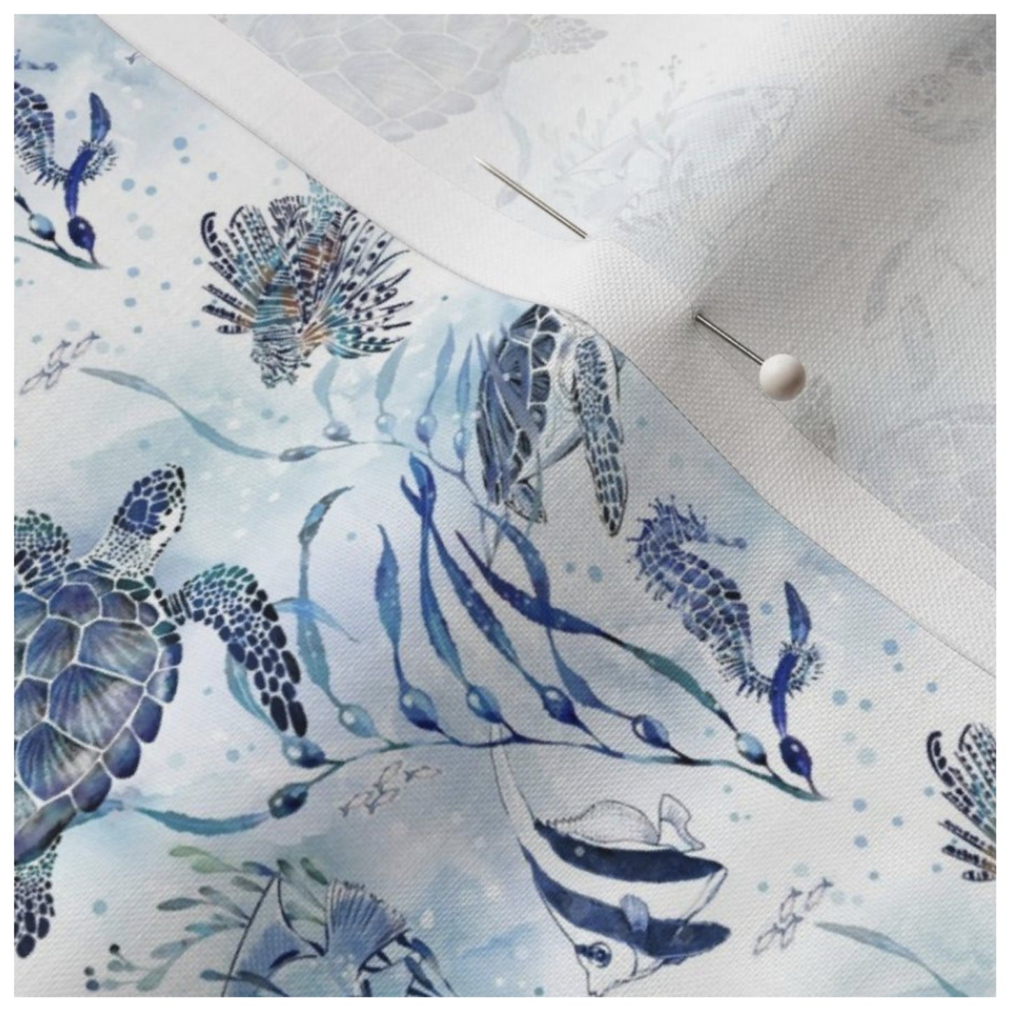 Blue Turtles - Little Ocean Blue Studio - Fabric By The Yard - 100% Cotton - CD1298