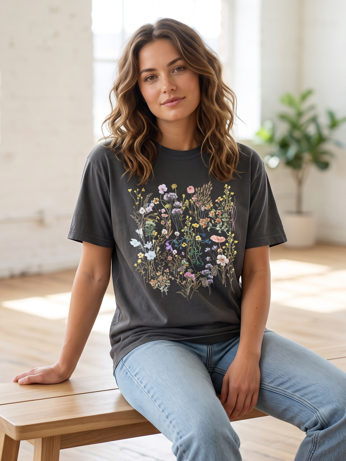 Boho Floral Vintage Wildflower Mix T-Shirt - by Refinery Number One®