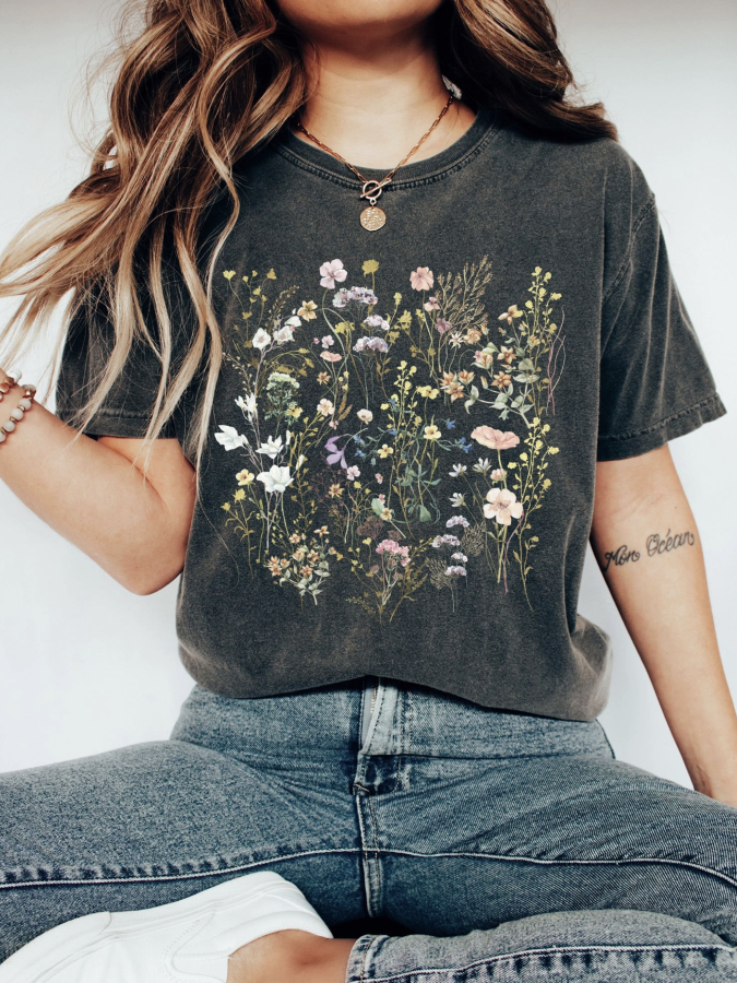 Boho Floral Vintage Wildflower Mix T-Shirt - by Refinery Number One®
