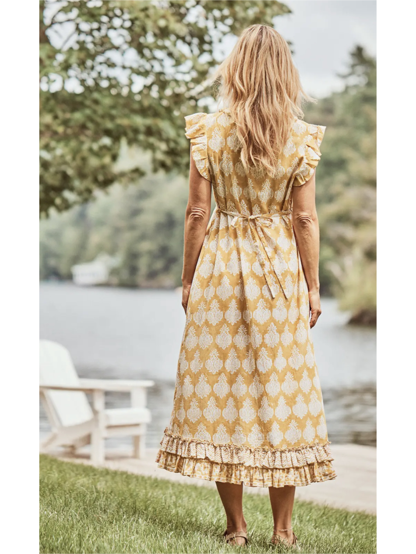 Bonnie Blockprint Dress - Gold - by April Cornell Apparel®