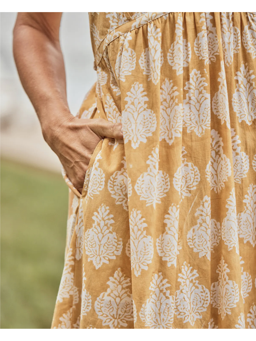 Bonnie Blockprint Dress - Gold - by April Cornell Apparel®