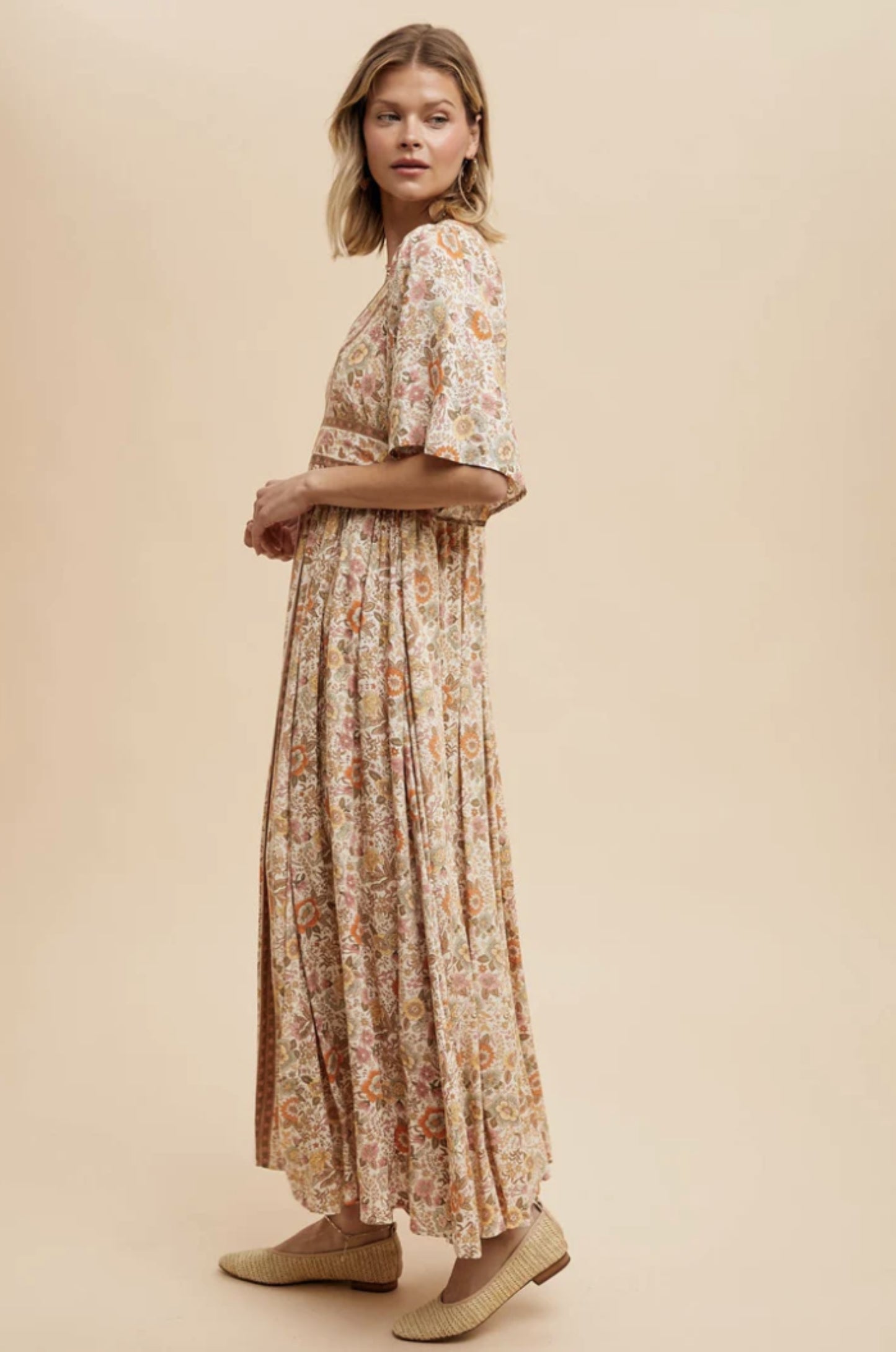 Border Print Button Down Maxi Dress - By In Loom®