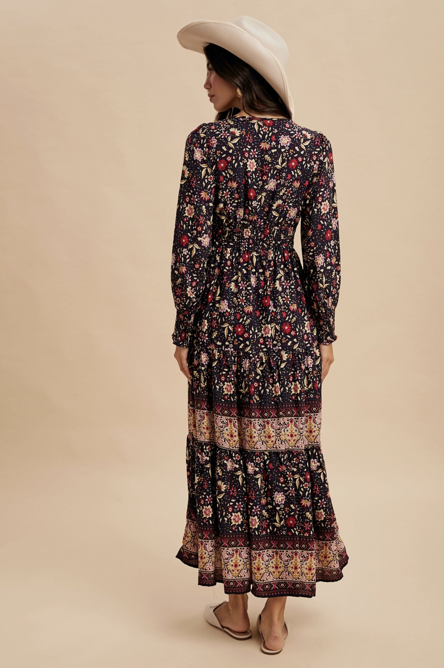 Border Print Maxi Dress - Midnight - By In Loom®