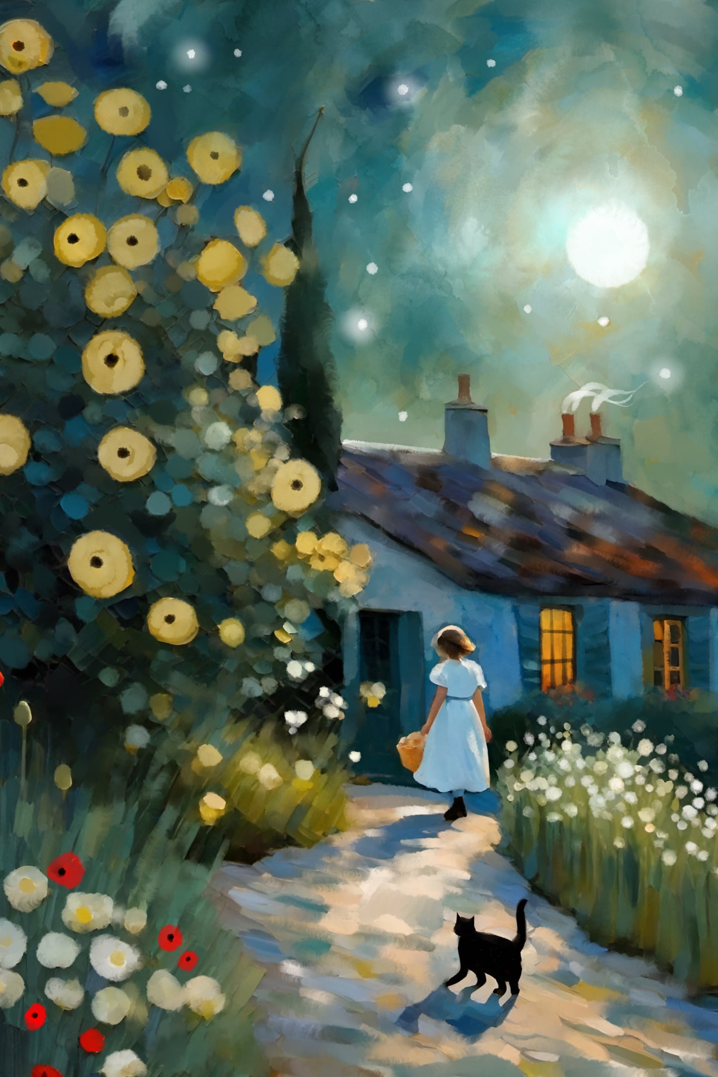 Bright Night - Illustrated Print by Thomas Little