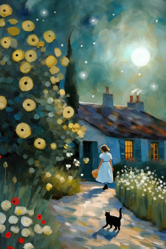 Bright Night - Illustrated Print by Thomas Little