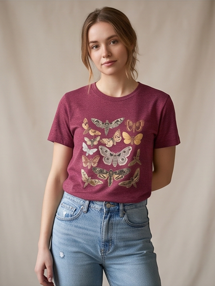 Butterfly & Moth Print Graphic Short-Sleeve T-Shirt - by Rosa Clothing®
