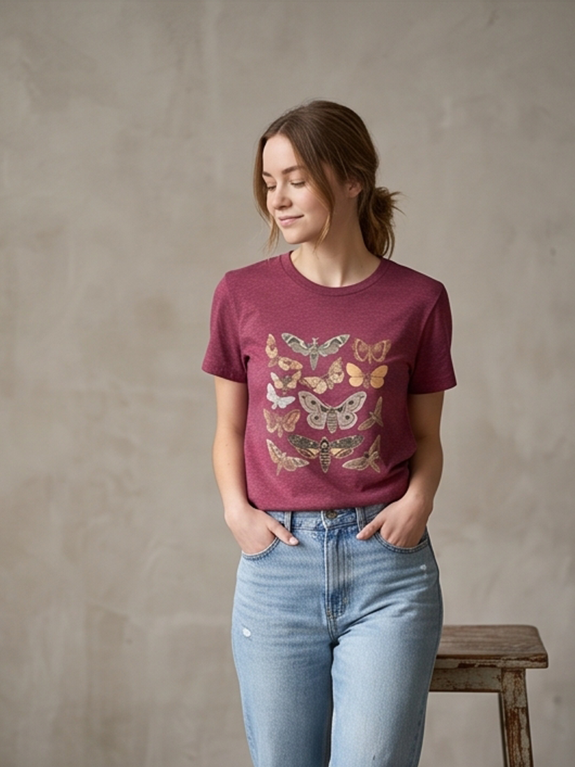 Butterfly & Moth Print Graphic Short-Sleeve T-Shirt - by Rosa Clothing®