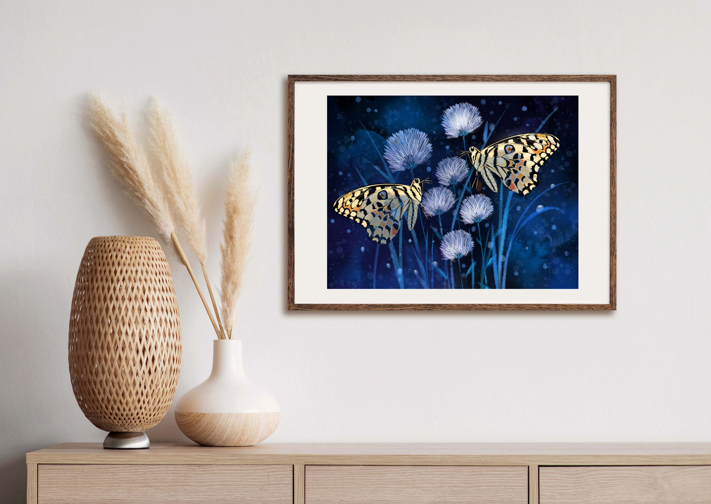 Butterfly and Evening Rain - Illustrated Print by Thomas Little