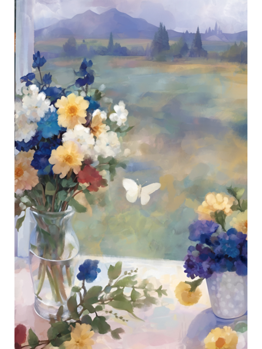 Butterfly on My Windowsill - Illustrated Print by Thomas Little
