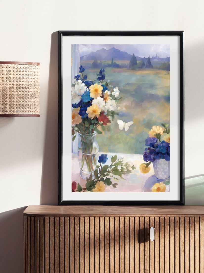 Butterfly on My Windowsill - Illustrated Print by Thomas Little