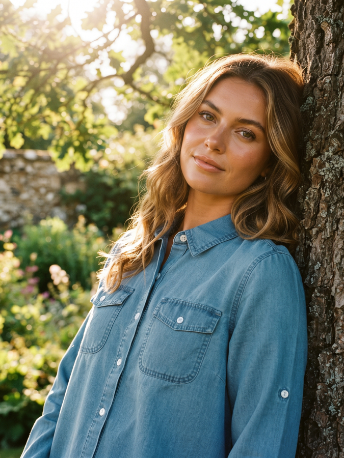 Button Down Denim Shirt - by Miss Sparkling®