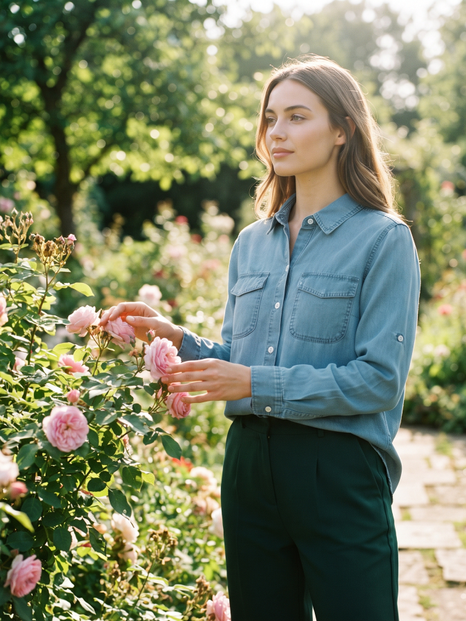 Button Down Denim Shirt - by Miss Sparkling®