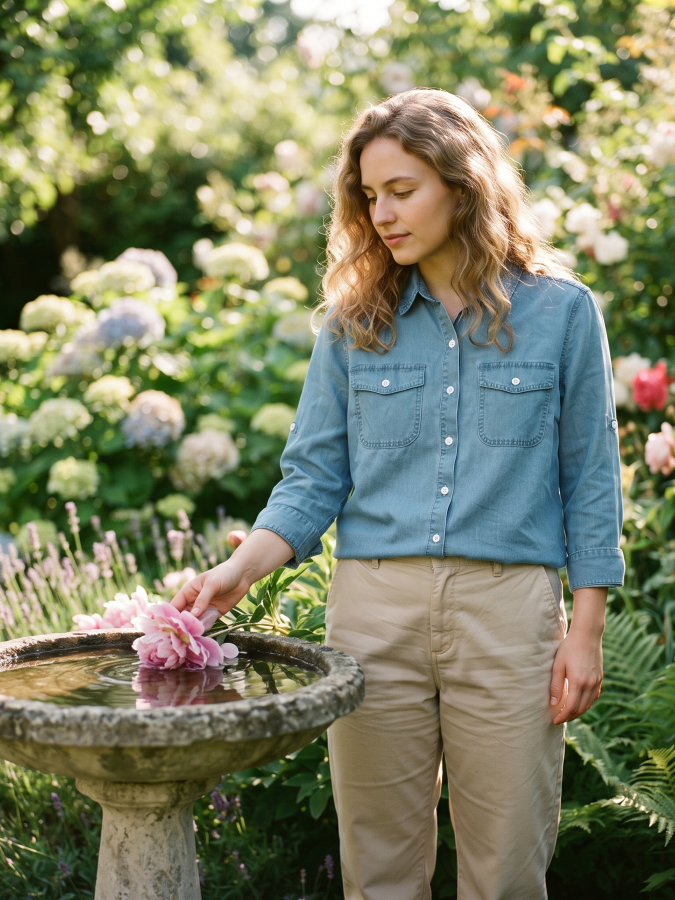 Button Down Denim Shirt - by Miss Sparkling®