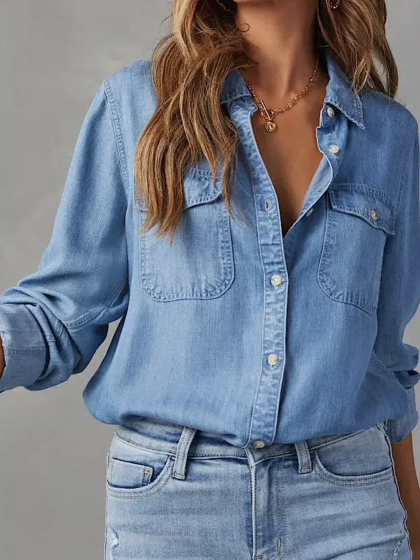 Button Down Denim Shirt - by Miss Sparkling®