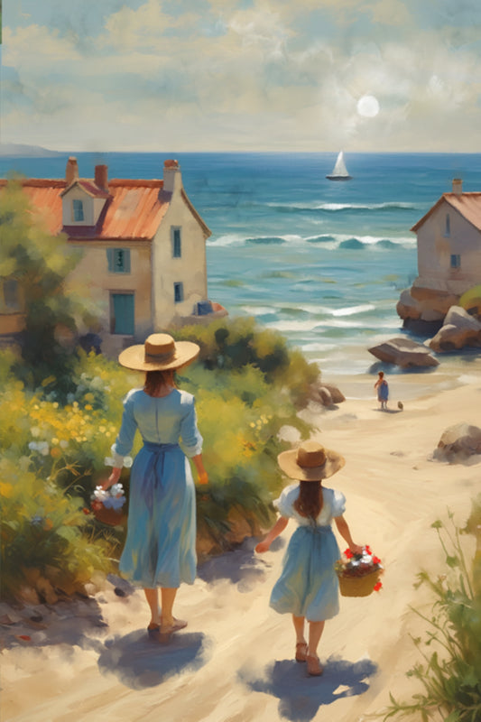 By the Sea - Illustrated Print by Thomas Little