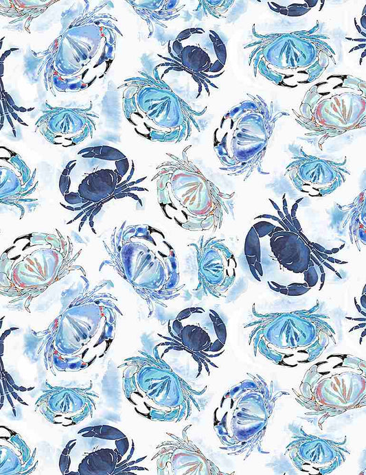 Crabs - Little Ocean Blue Studio - Fabric By The Yard - 100% Cotton - CD1302