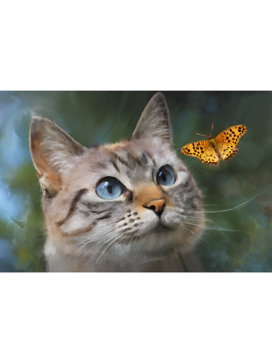 Cat Fascination - Illustrated Print by Thomas Little