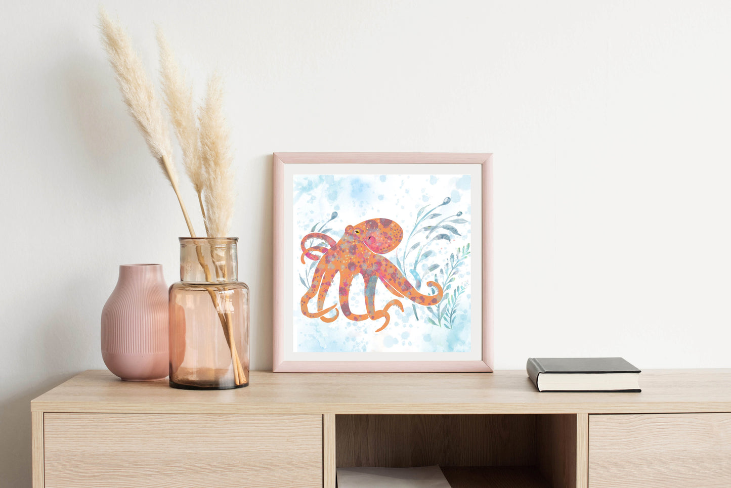 Catalina Octopus Orange - Illustrated Print by Thomas Little