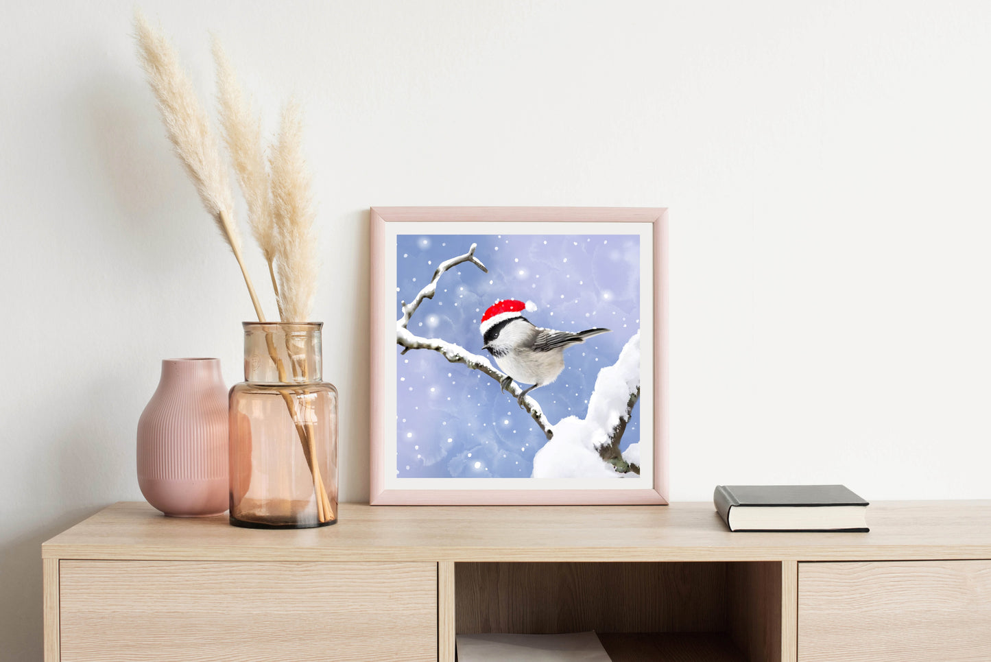 Christmas Chickadee - Illustrated Print by Thomas Little