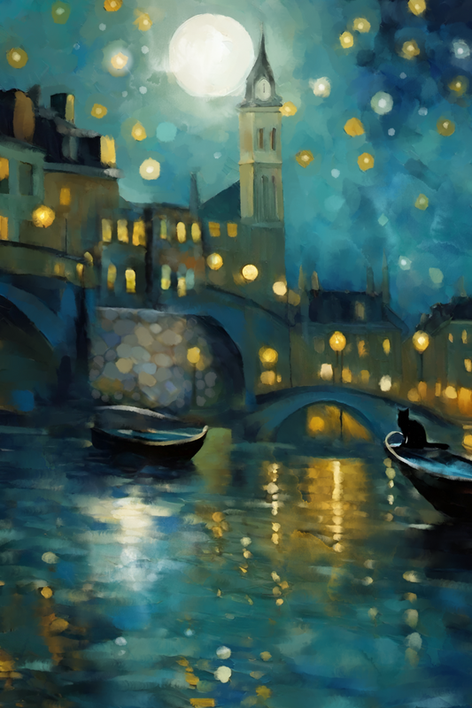 City Lights - Illustrated Print by Thomas Little