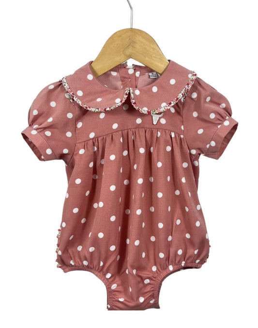 Clementine Jnr - Spotty Vintage Short Sleeve Bubble Romper - Baby & Toddler
