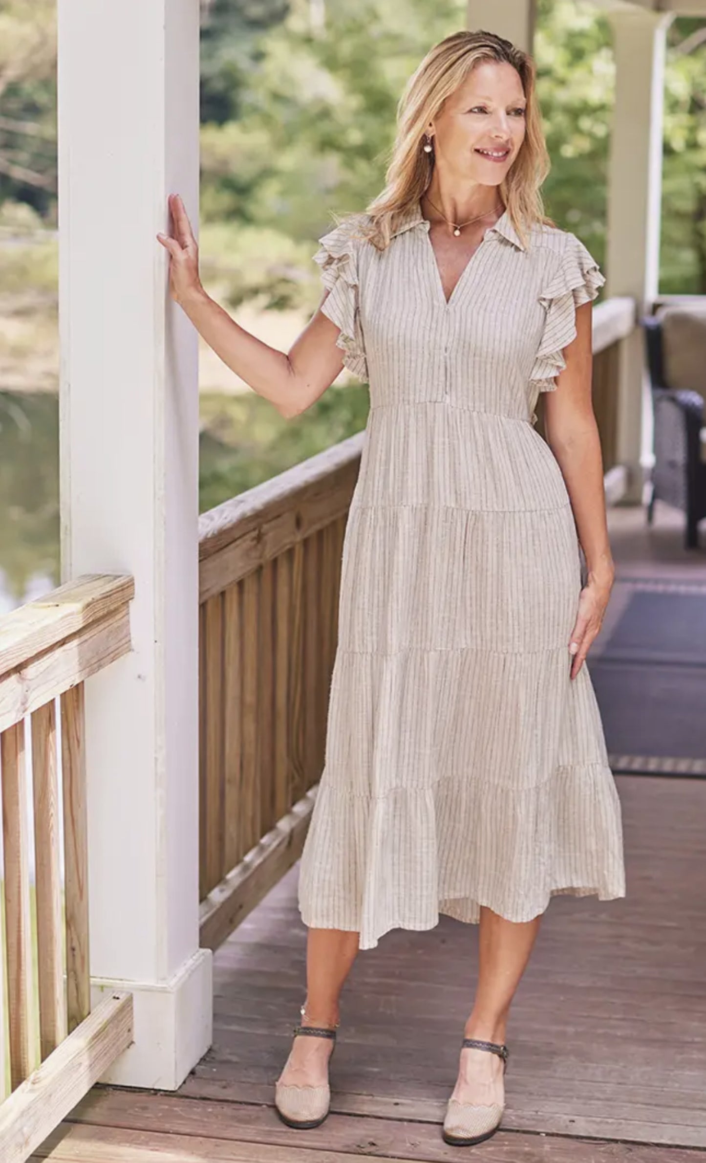 Coastal Stripe Flutter Sleeve - by April Cornell Apparel®