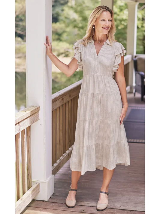 Coastal Stripe Flutter Sleeve - by April Cornell Apparel®