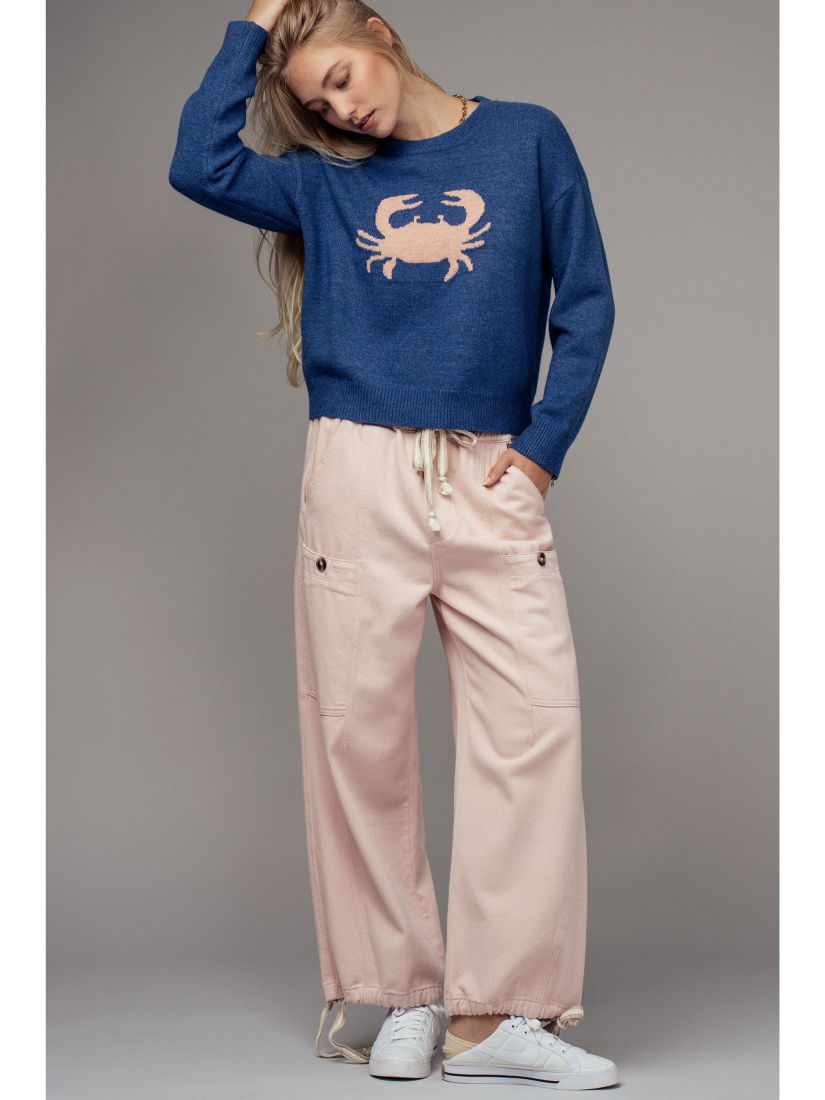 Crab Graphic Relaxed Knit Sweater - by Urban Daizy®