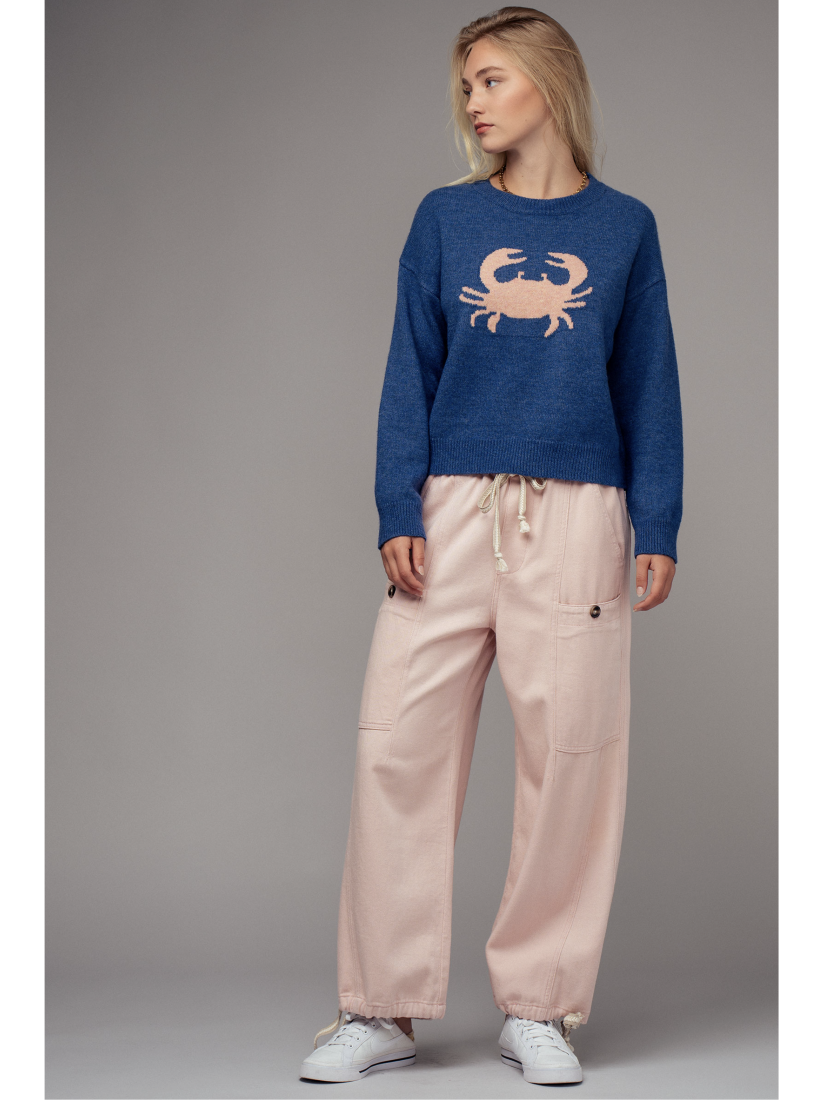Crab Graphic Relaxed Knit Sweater - by Urban Daizy®