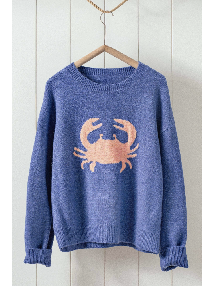 Crab Graphic Relaxed Knit Sweater - by Urban Daizy®